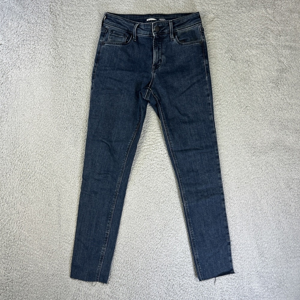 Old Navy Rockstar‎ Jeans Womens 0 Blue Denim Pants Super Skinny Cropped Raw Hem